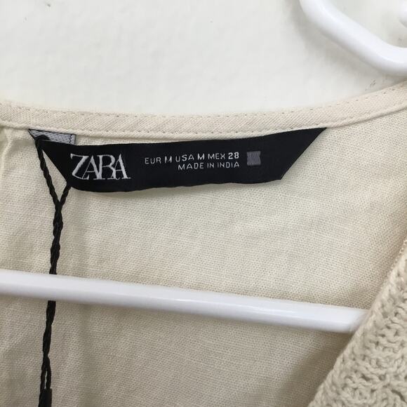 Zara Beige Romper with Crotchet Detail Sz M - Picture 5 of 9